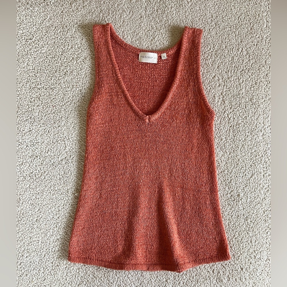 Mia & Tess Summer Elegant Knit Tank Top in Terracotta size S